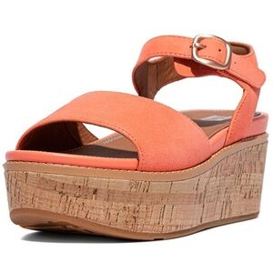 FITFLOP Eloise Coral Platform Slingback Wedge Suede Leather Sandals SIZE 8.5 NWT